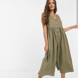 ASOS linen blend smock jumpsuit (petite)